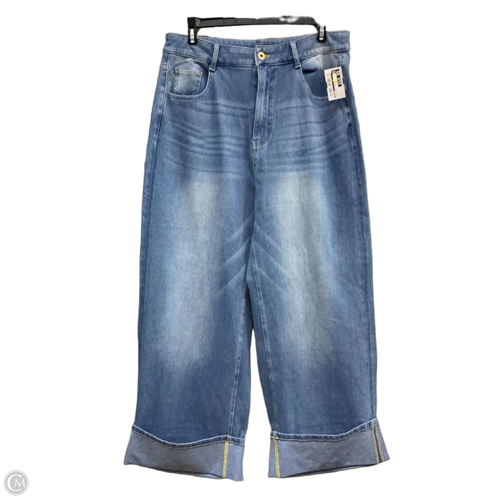 Jeans Wide Leg By Halara In Blue Denim, Size: L