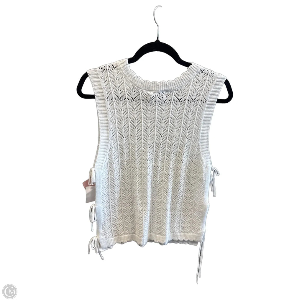 Vest Sweater By Clothes Mentor In White, Size: L