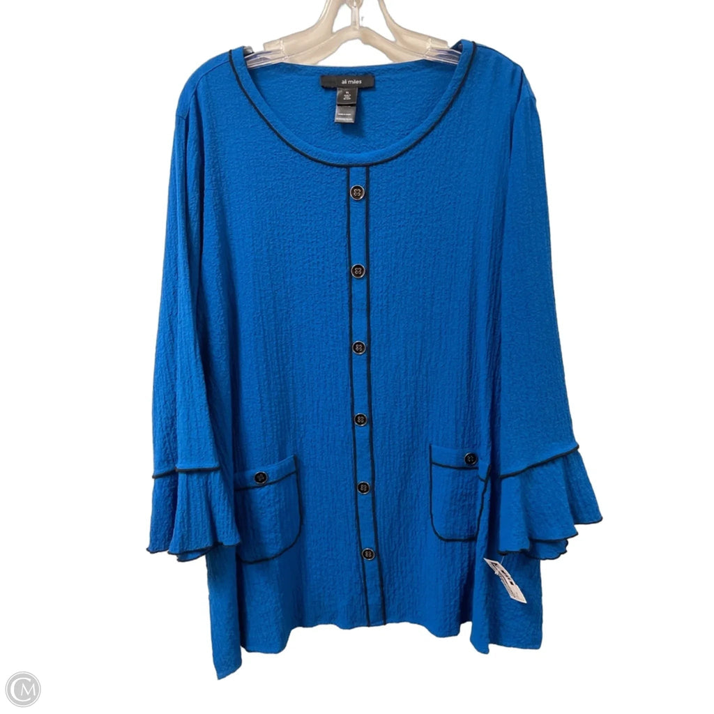 Tunic Long Sleeve By Ali Miles In Blue, Size: Xl