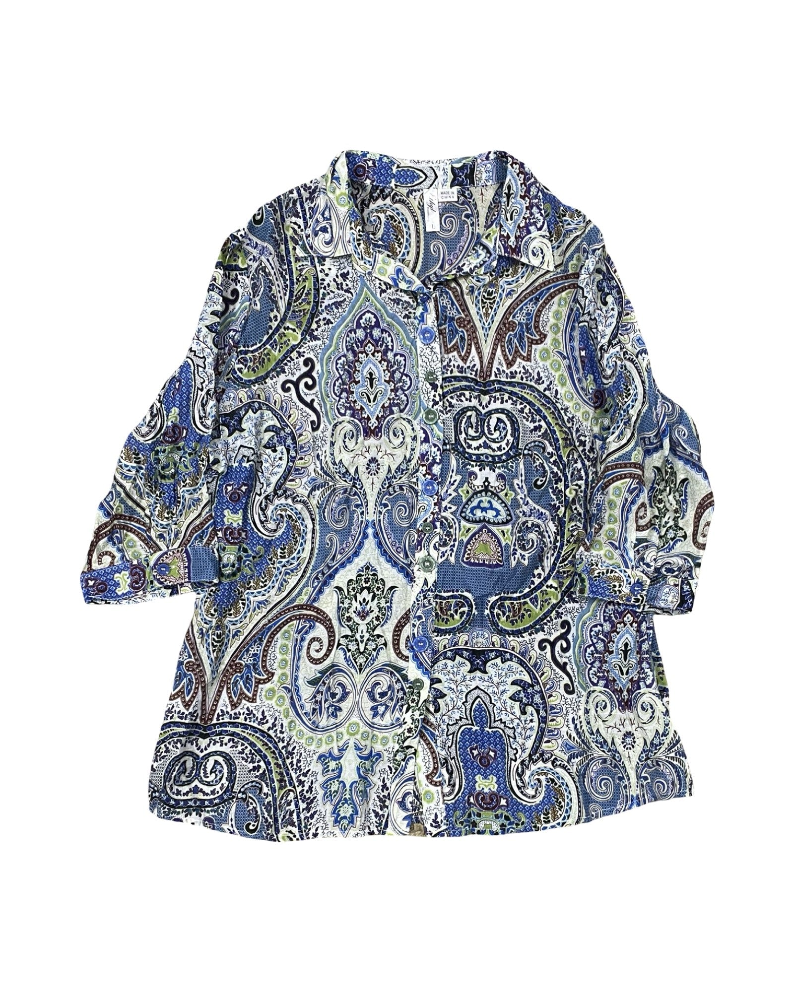 Blouse 3/4 Sleeve By Ethyl In Blue, Size:L