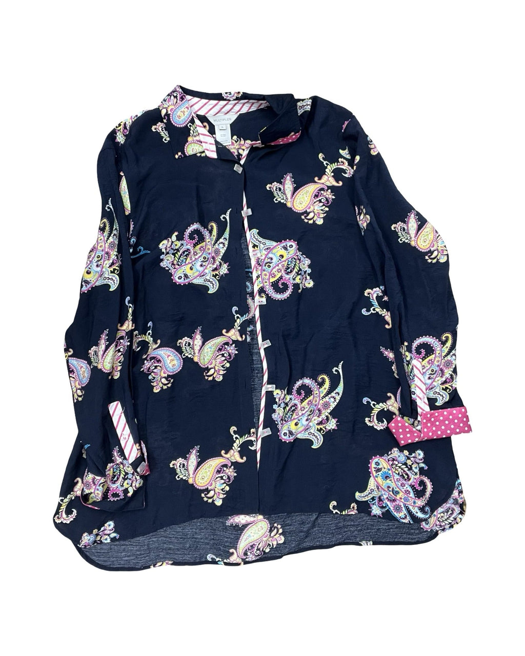 Blouse Ls By Multiples In Navy, Size:Xl