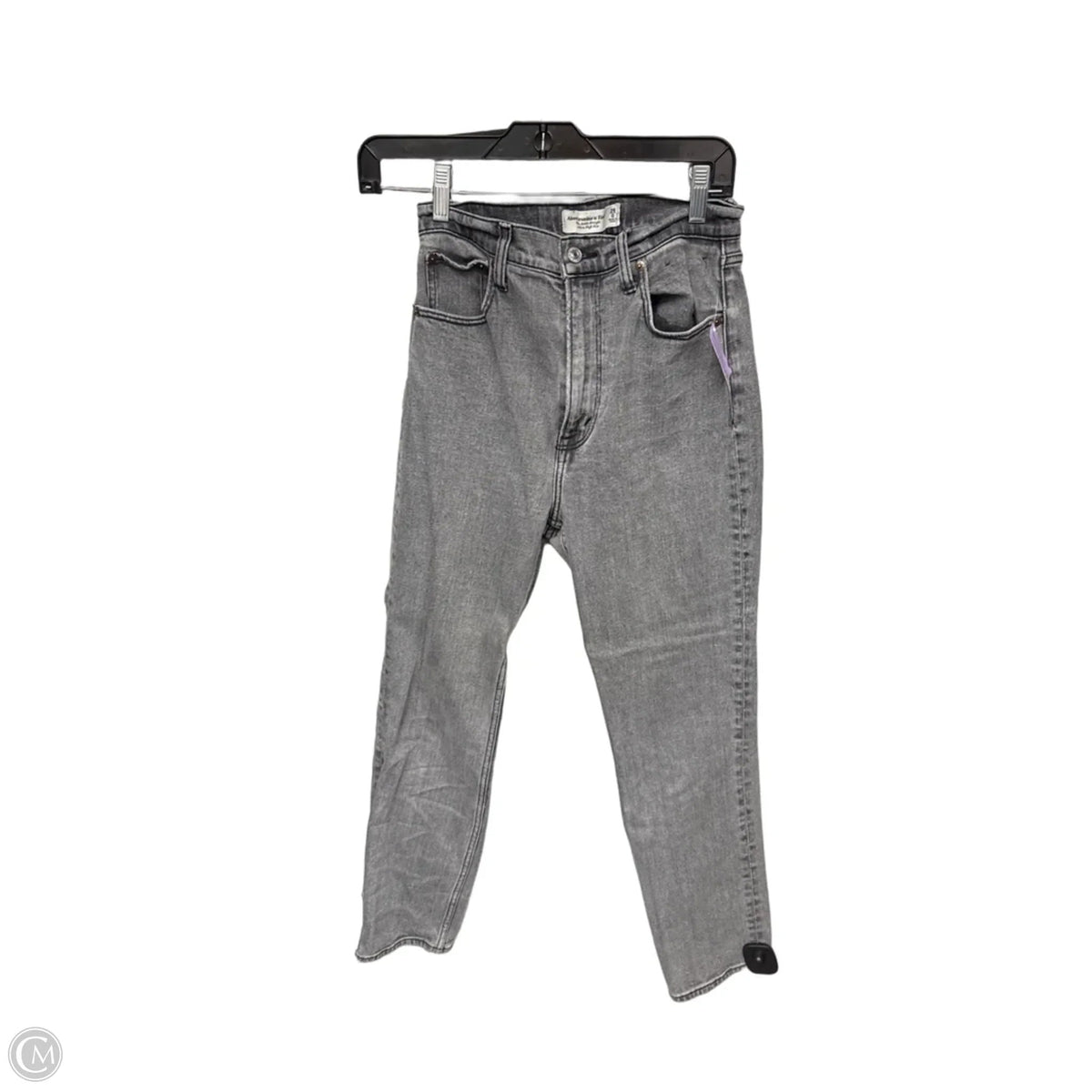Jeans Straight By Abercrombie And Fitch In Grey Denim, Size: 0