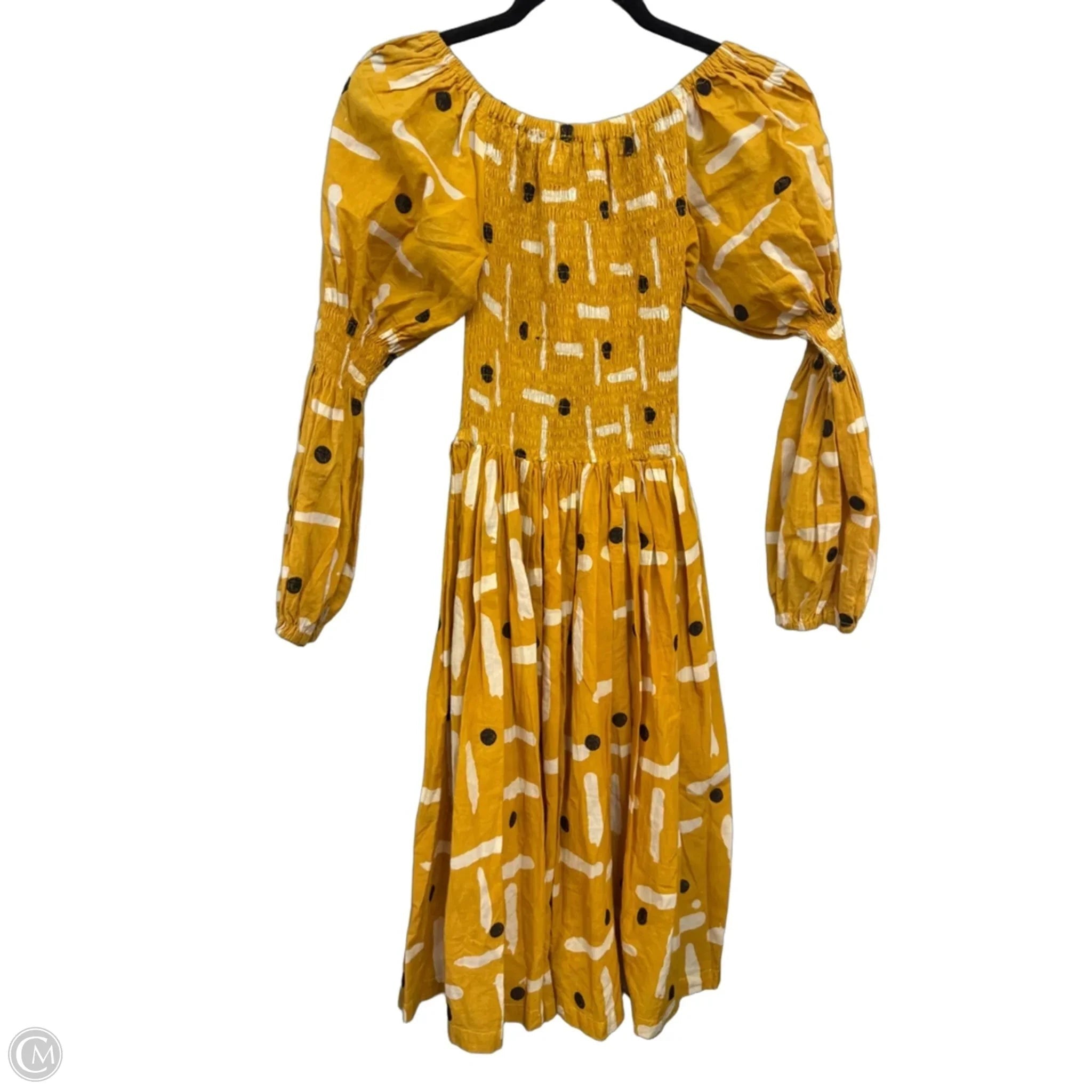 Dress Casual Midi By Cmb In Black & Yellow, Size: S