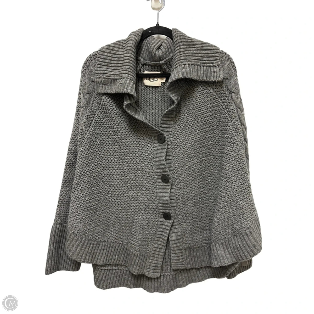 Sweater Cardigan Designer By Ugg In Grey, Size: L