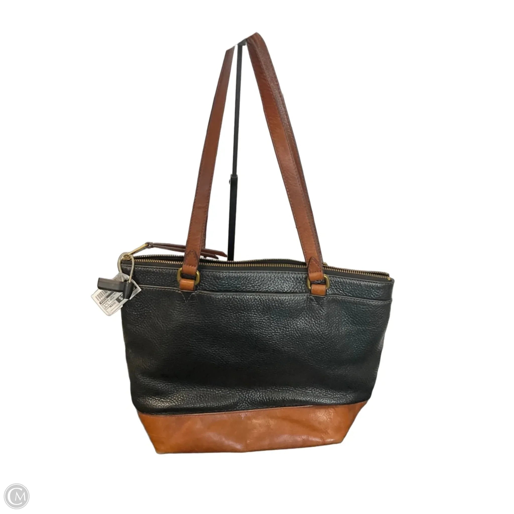 Handbag Leather By Fossil, Size: Medium