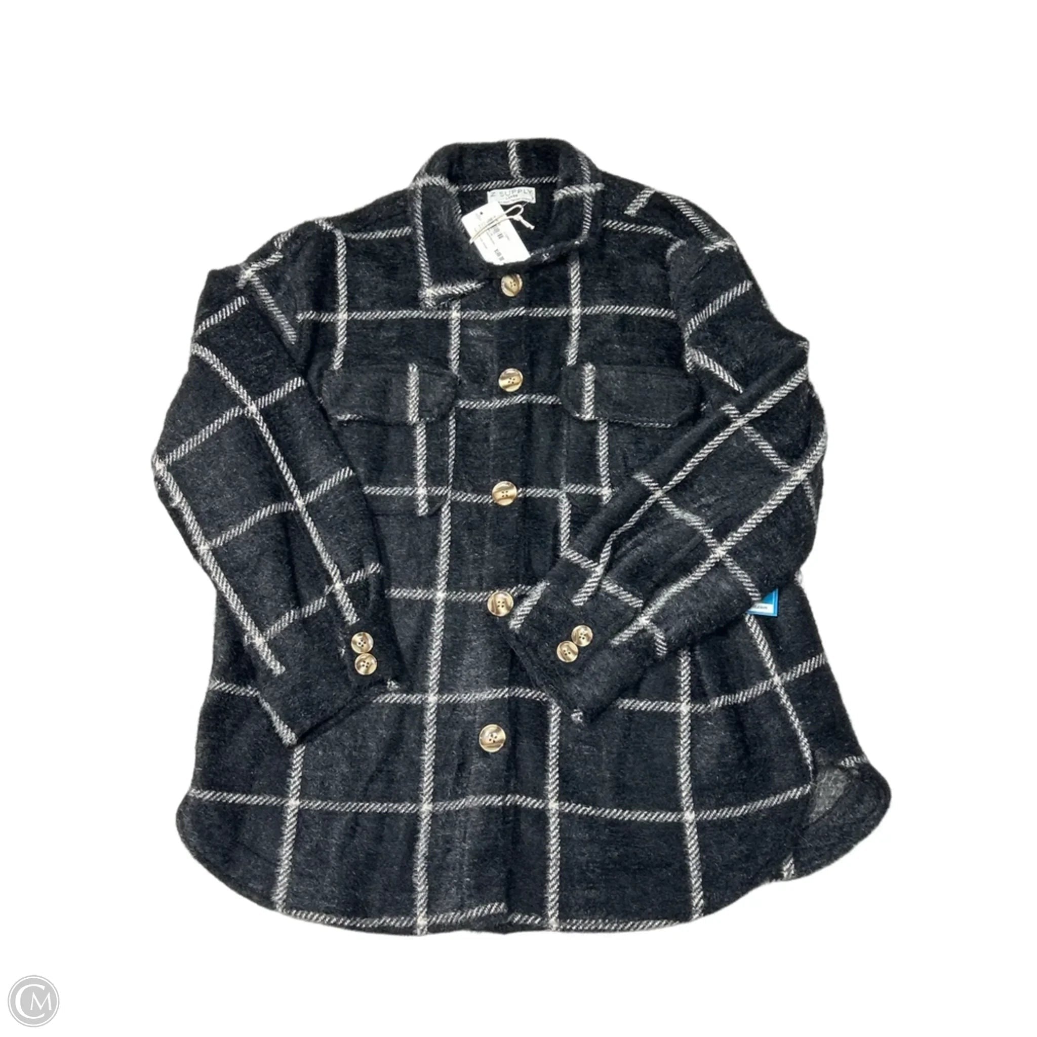 New! Jacket Faux Fur & Sherpa By Z Supply In Plaid Pattern, Size: L