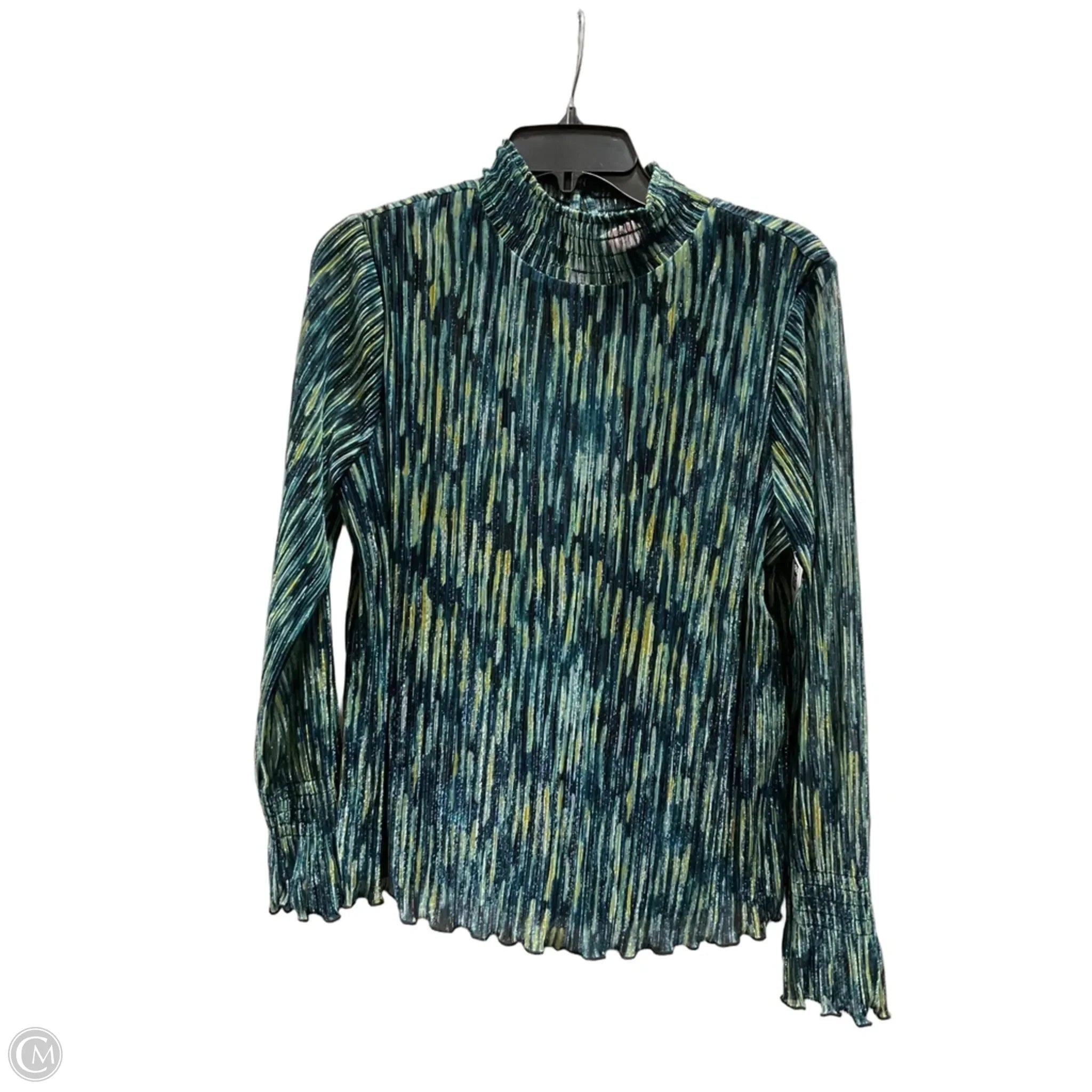 Top Long Sleeve By Chicos In Blue & Green, Size: M