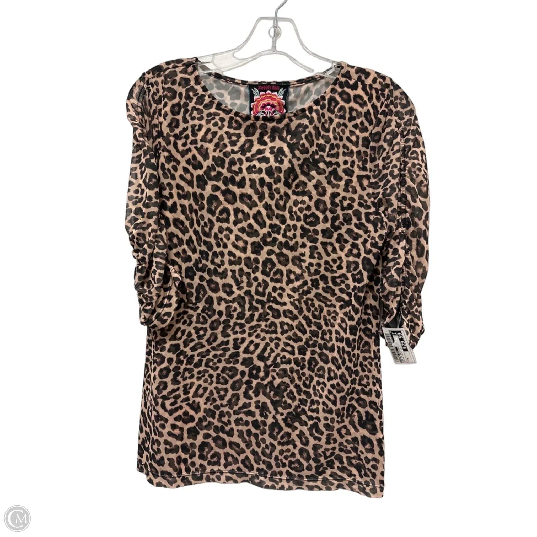 Top Short Sleeve Designer By Johnny Was In Animal Print, Size: M
