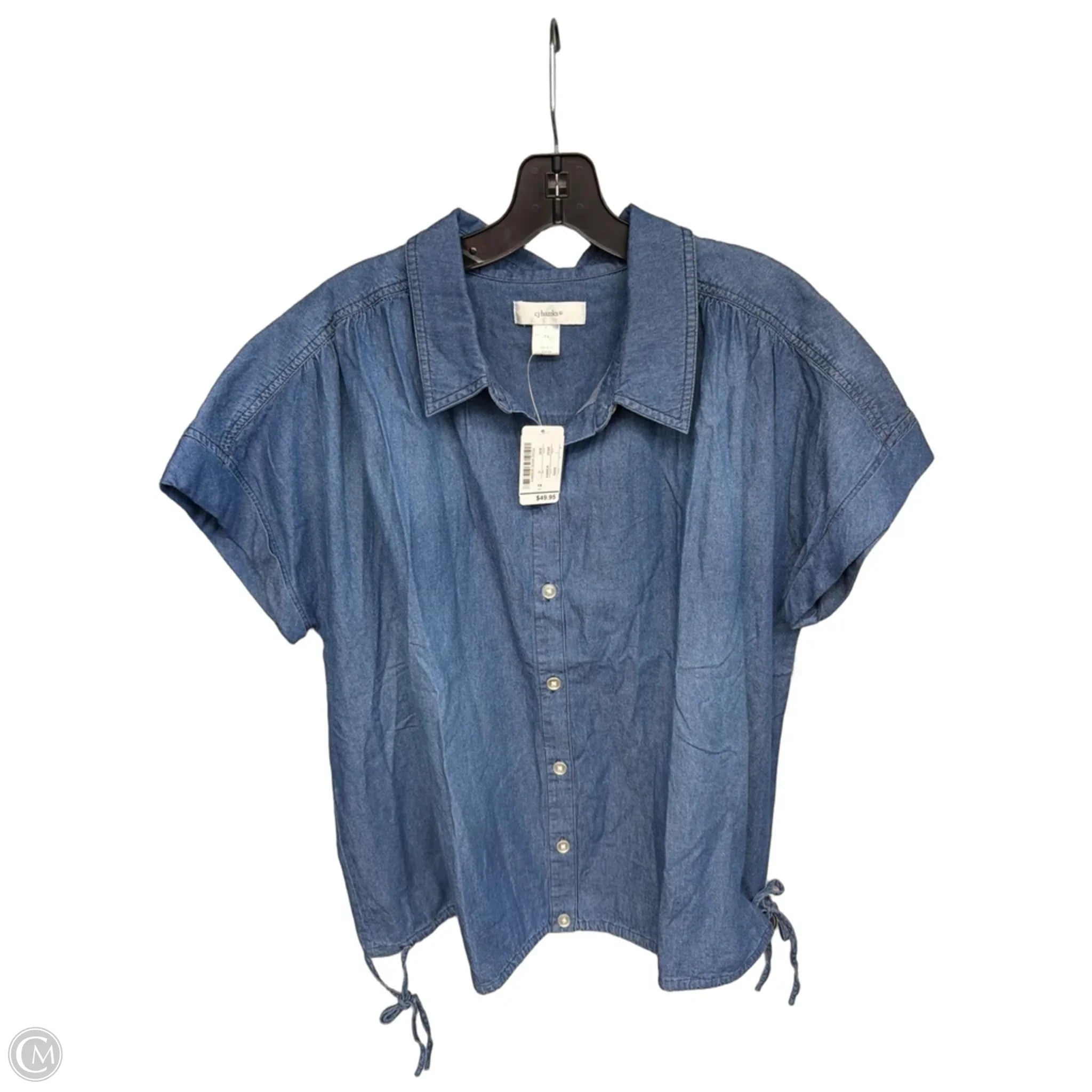 Top Short Sleeve By Cj Banks In Blue Denim, Size: 1x