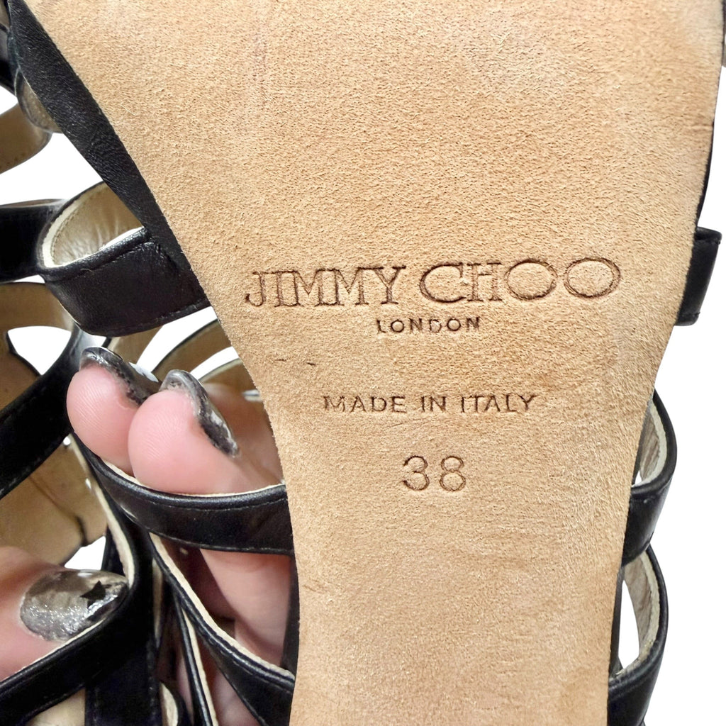 Sandals Luxury Designer By Jimmy Choo In Black, Size: 7.5