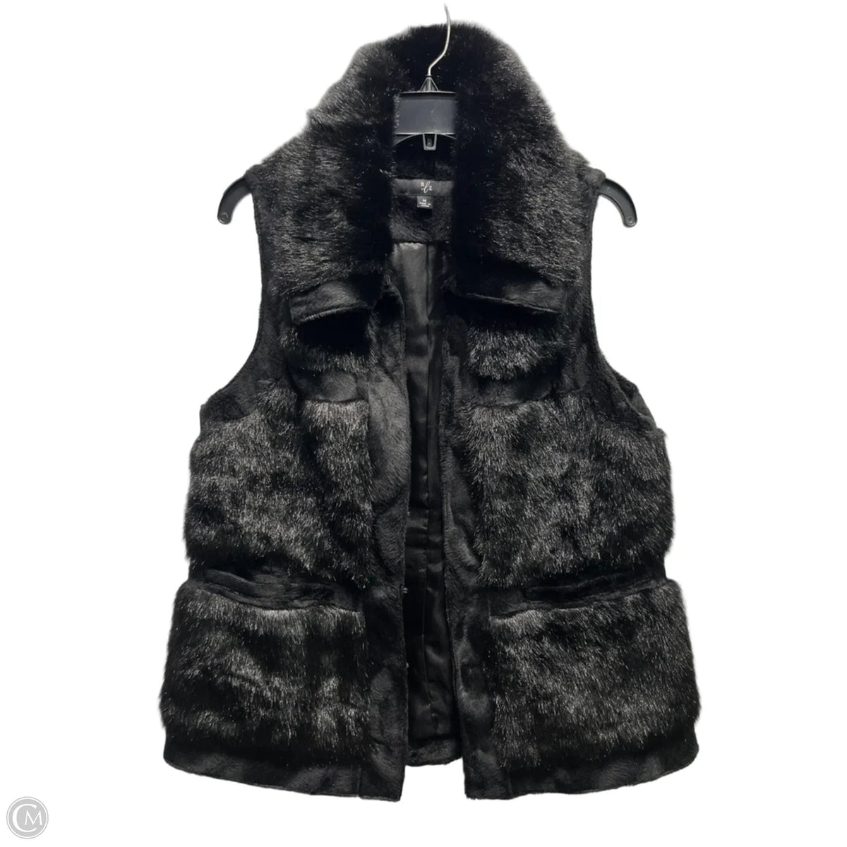 Vest Faux Fur & Sherpa By Clothes Mentor In Black, Size: M
