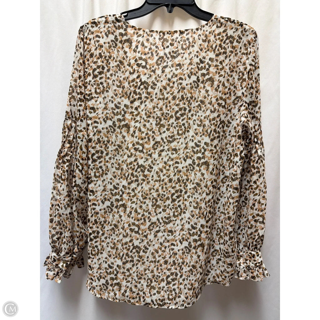 Top Long Sleeve By Calvin Klein In Tan, Size: L
