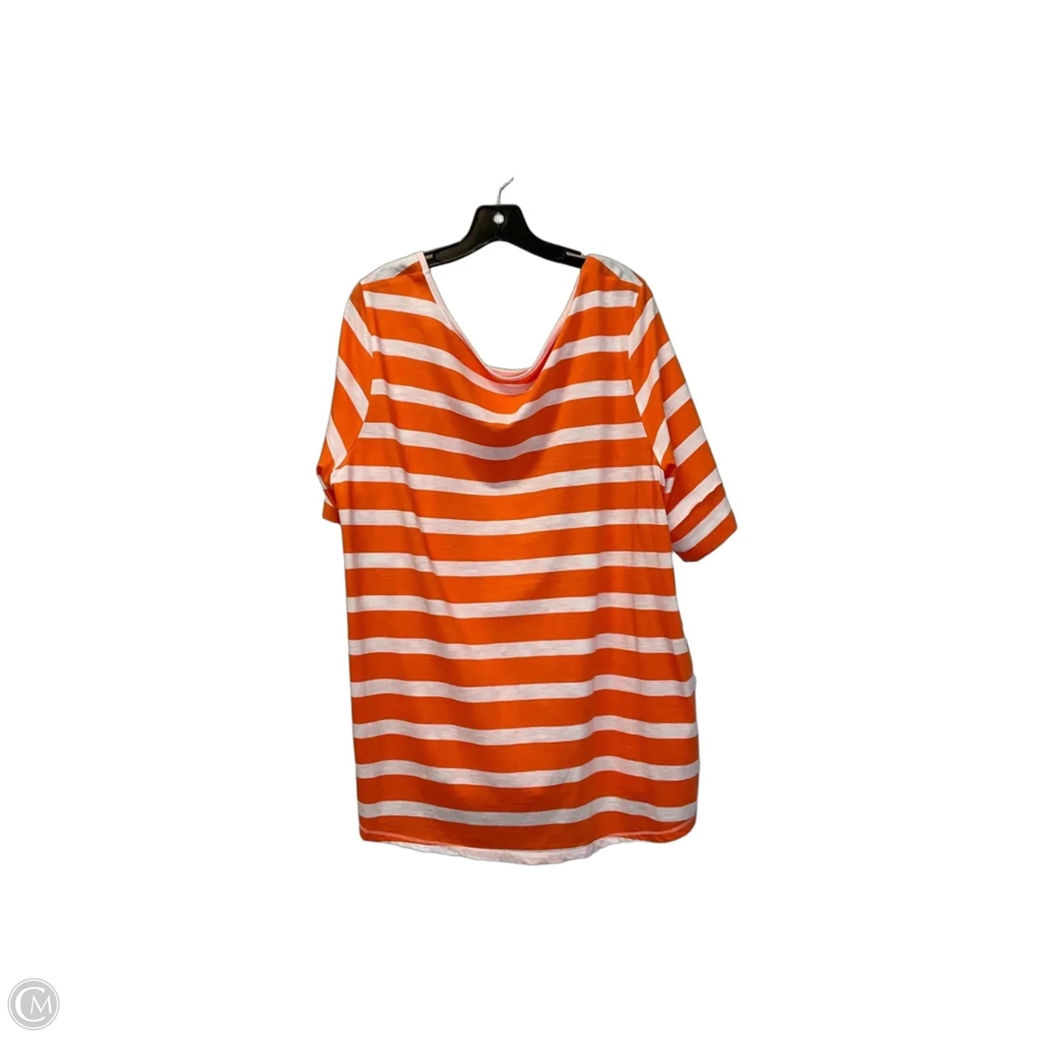 Top Short Sleeve By Cato In Orange & White, Size: 22