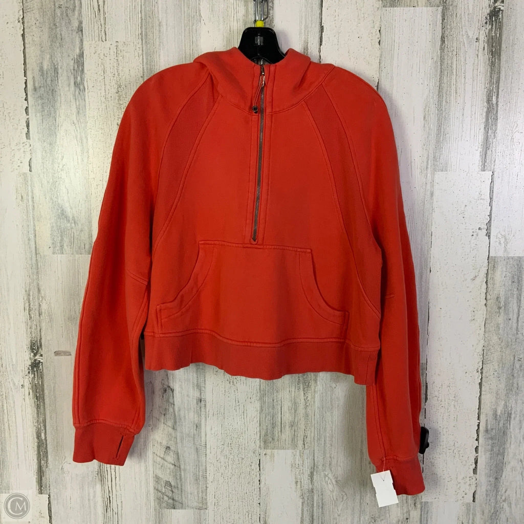 Athletic Sweatshirt Hoodie By Lululemon In Orange, Size: M
