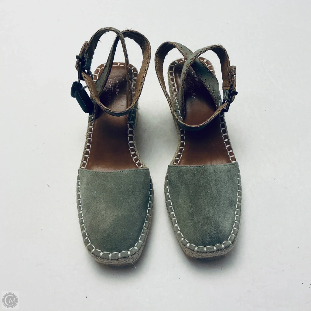 Shoes Heels Wedge By Crown Vintage In Green, Size: 9