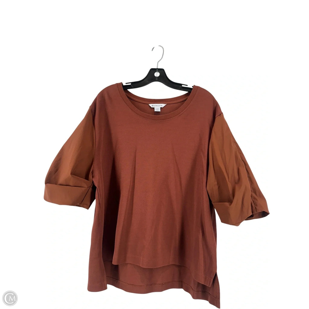 Athletic Top Short Sleeve By Athleta In Brown, Size: Xl