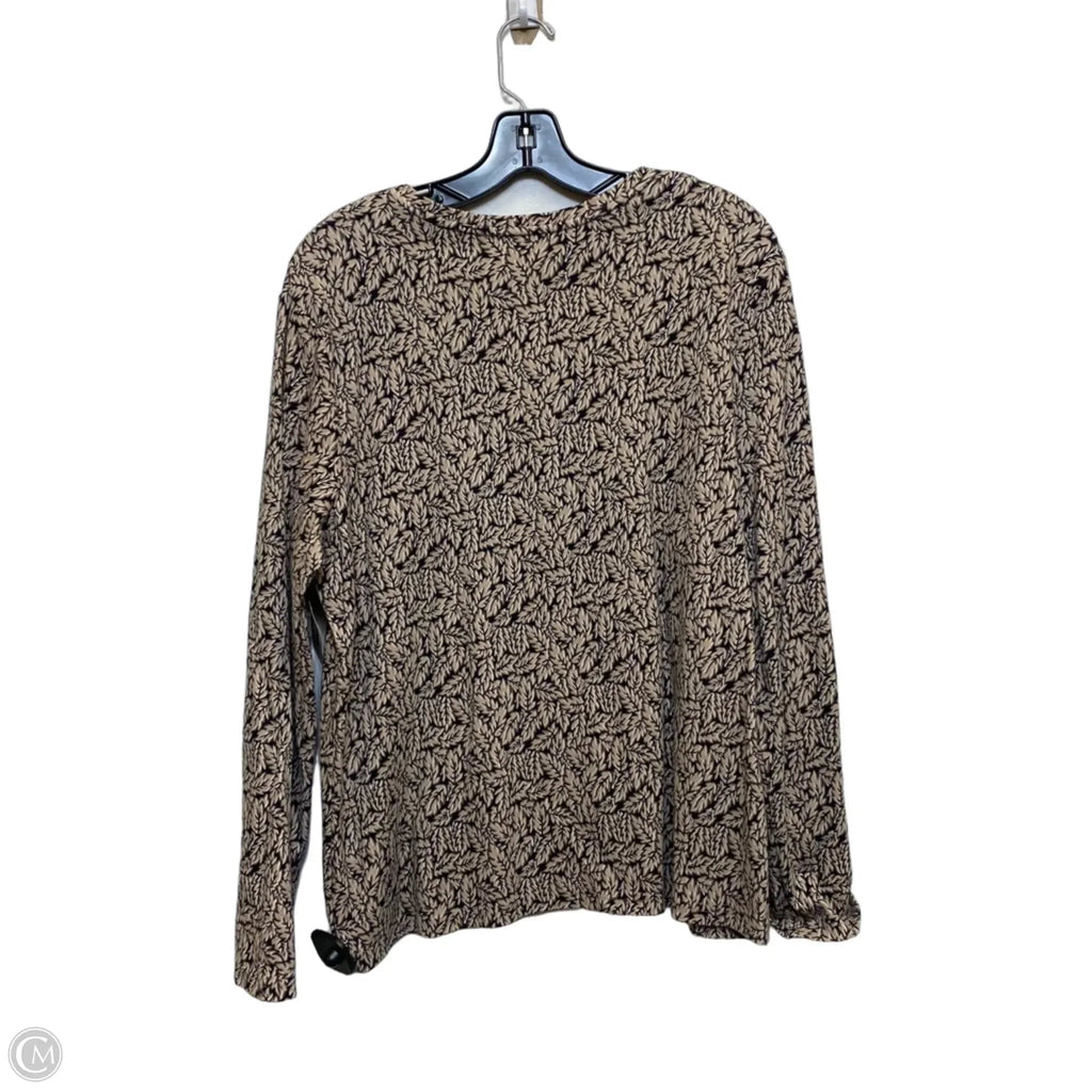 Top 3/4 Sleeve Basic By Croft And Barrow In Black & Tan, Size: Xl