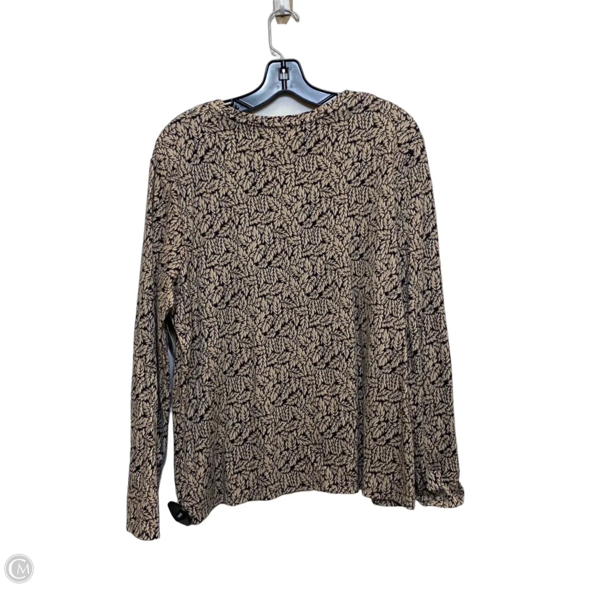 Top 3/4 Sleeve Basic By Croft And Barrow In Black & Tan, Size: Xl