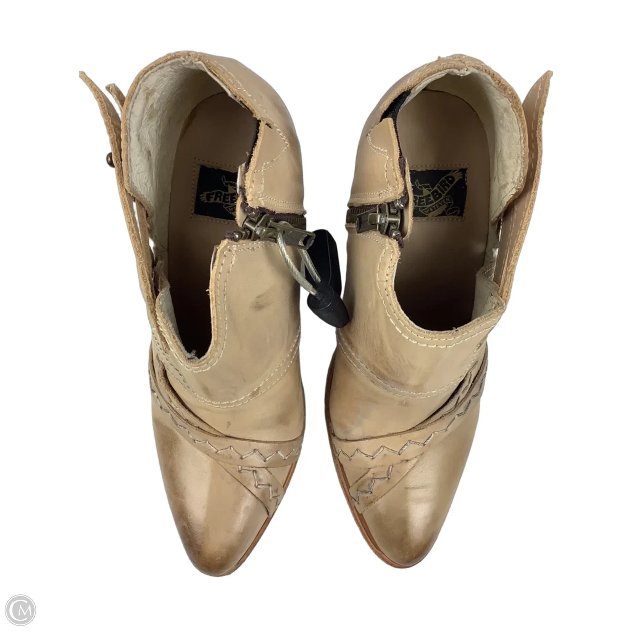 Boots Ankle Heels By Freebird In Tan, Size: 6