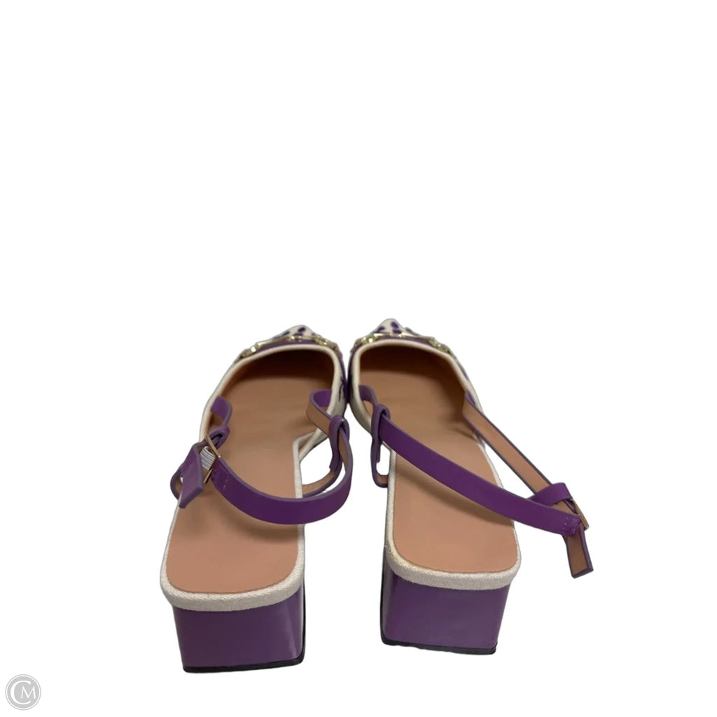 Shoes Heels Block By Clothes Mentor In Cream & Purple, Size: 10.5