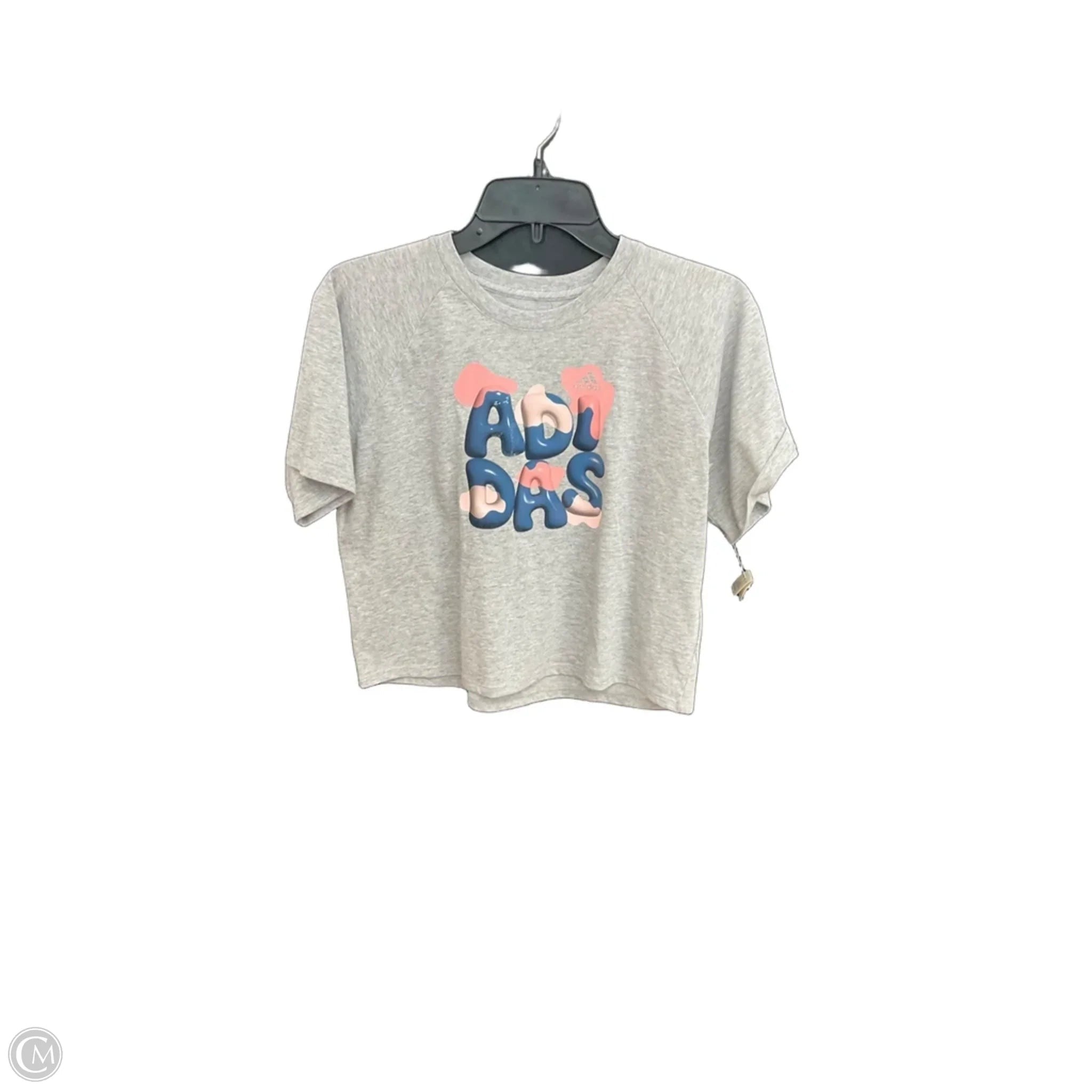 Athletic Top Short Sleeve By Adidas In Grey, Size: L