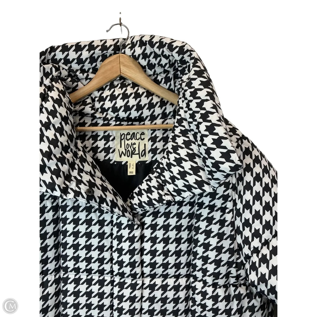 Coat Puffer & Quilted By Peace Love World In Checkered Pattern, Size: L