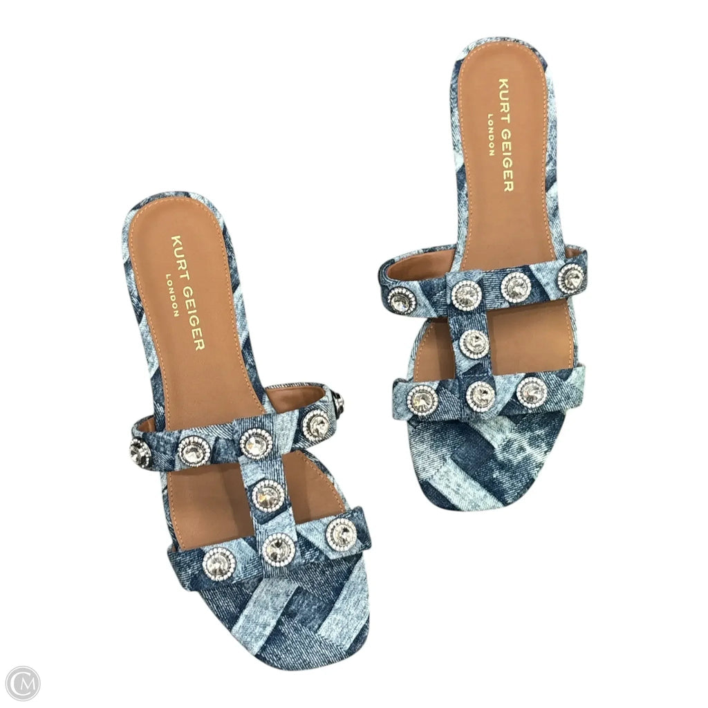 Sandals Flats By Kurt Geiger London In Blue Denim, Size: 11