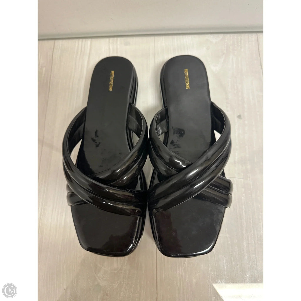 Sandals Flats By Pretty Little Thing In Black, Size: 8
