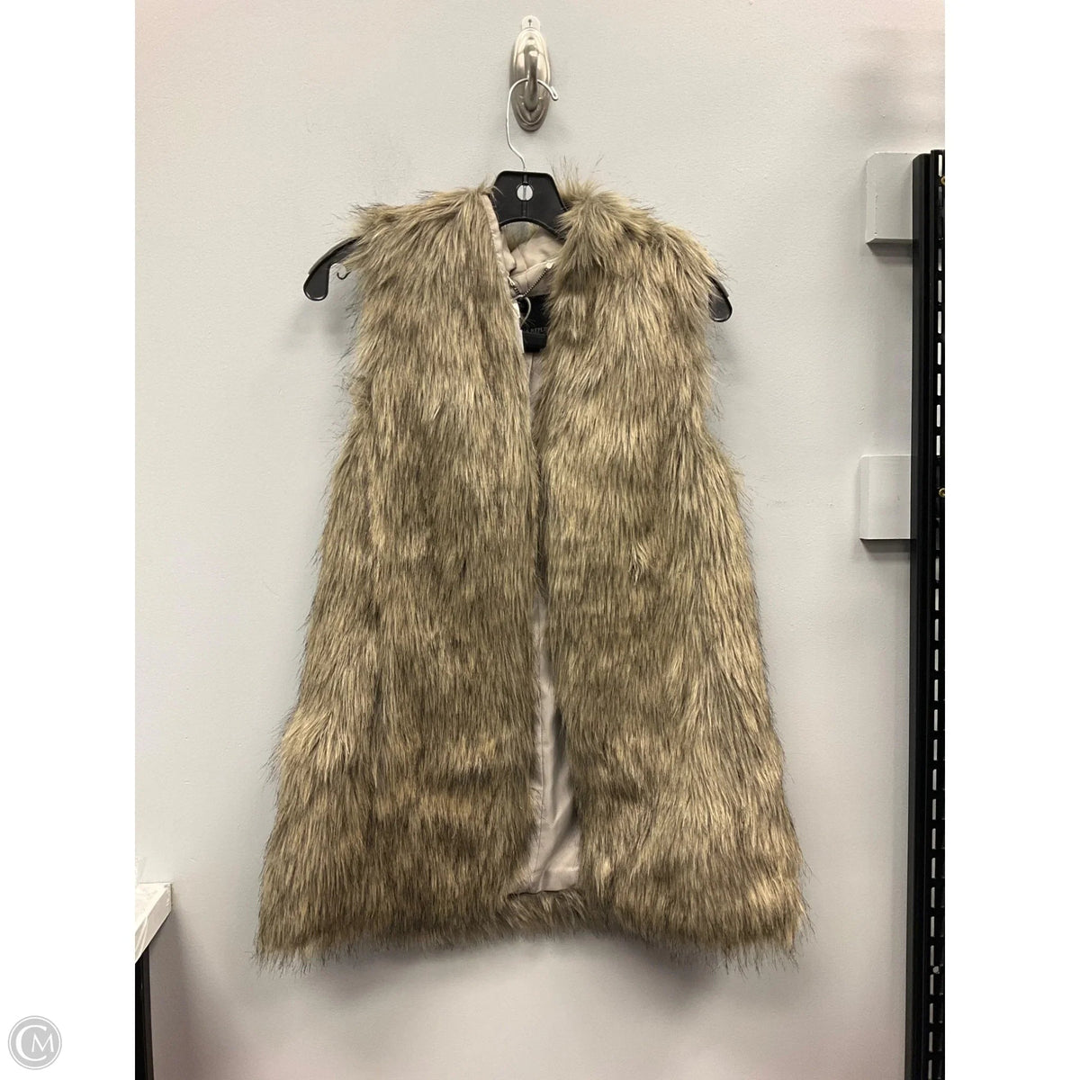 Vest Faux Fur & Sherpa By Banana Republic In Black & Tan, Size: Xs