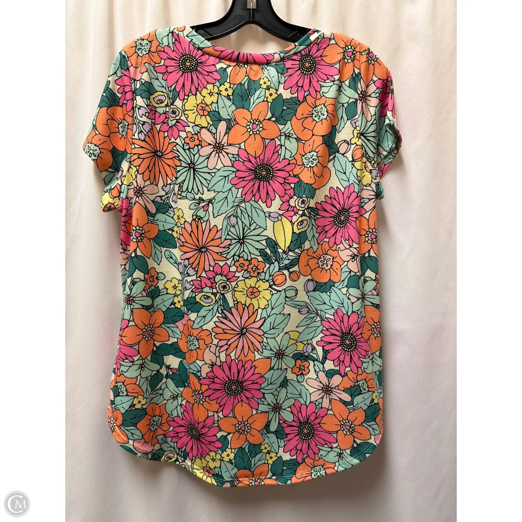 Top Short Sleeve By Bombom In Pink & Yellow, Size: Xl