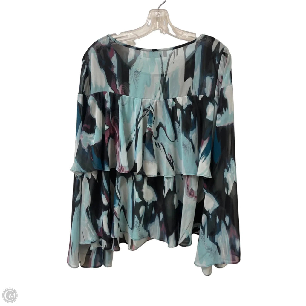 Top Long Sleeve By Jennifer Lopez In Black & Blue, Size: L