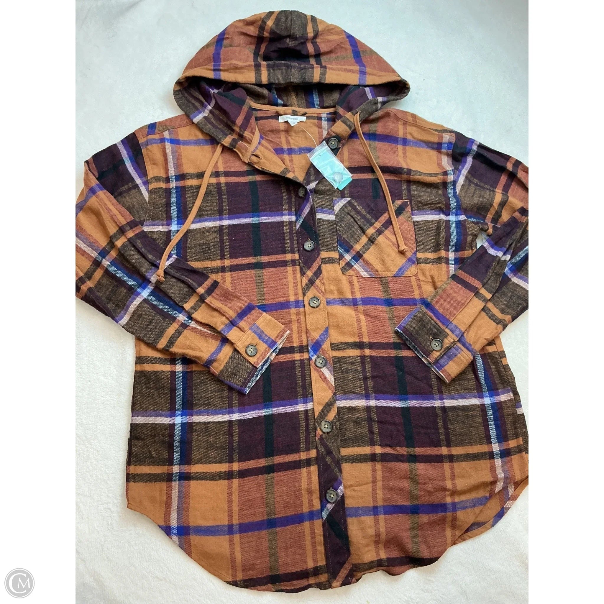 Top Long Sleeve By Maurices In Plaid Pattern, Size: S