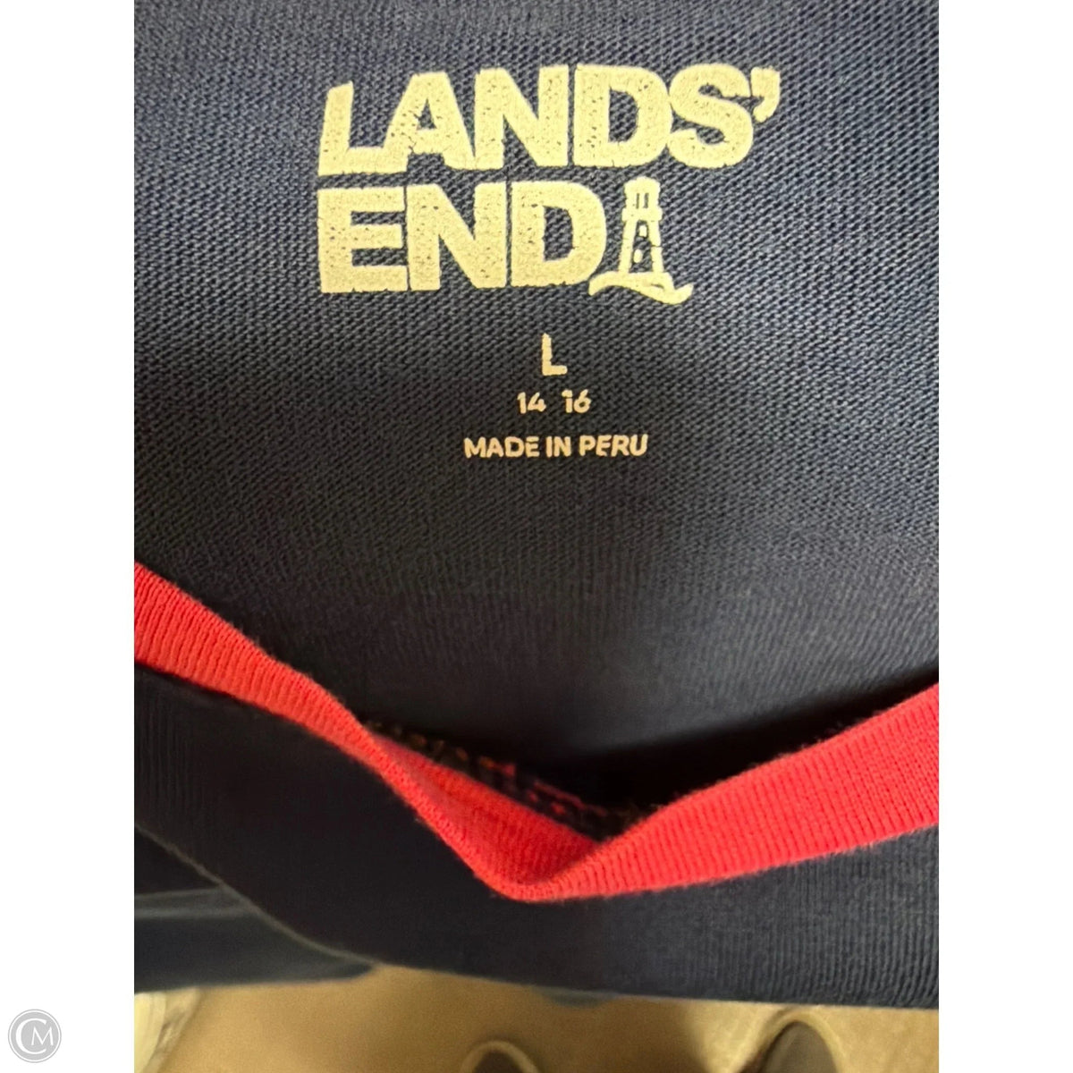 Top Short Sleeve By Lands End In Navy, Size: L