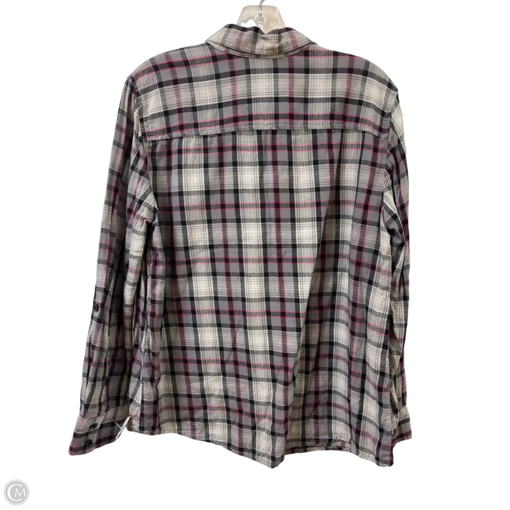 Blouse Long Sleeve By Faded Glory In Grey & Pink, Size: L