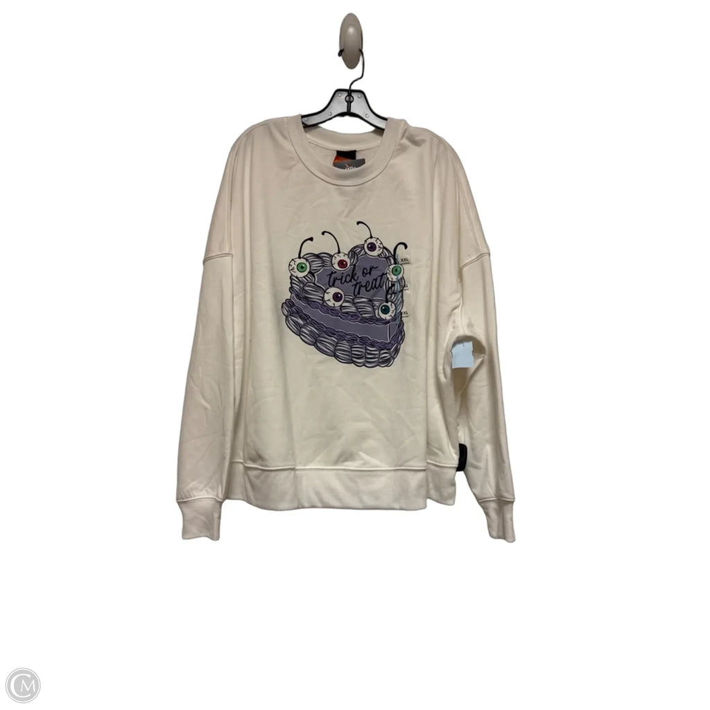 Sweatshirt Crewneck By Clothes Mentor In Purple & White, Size: Xxl