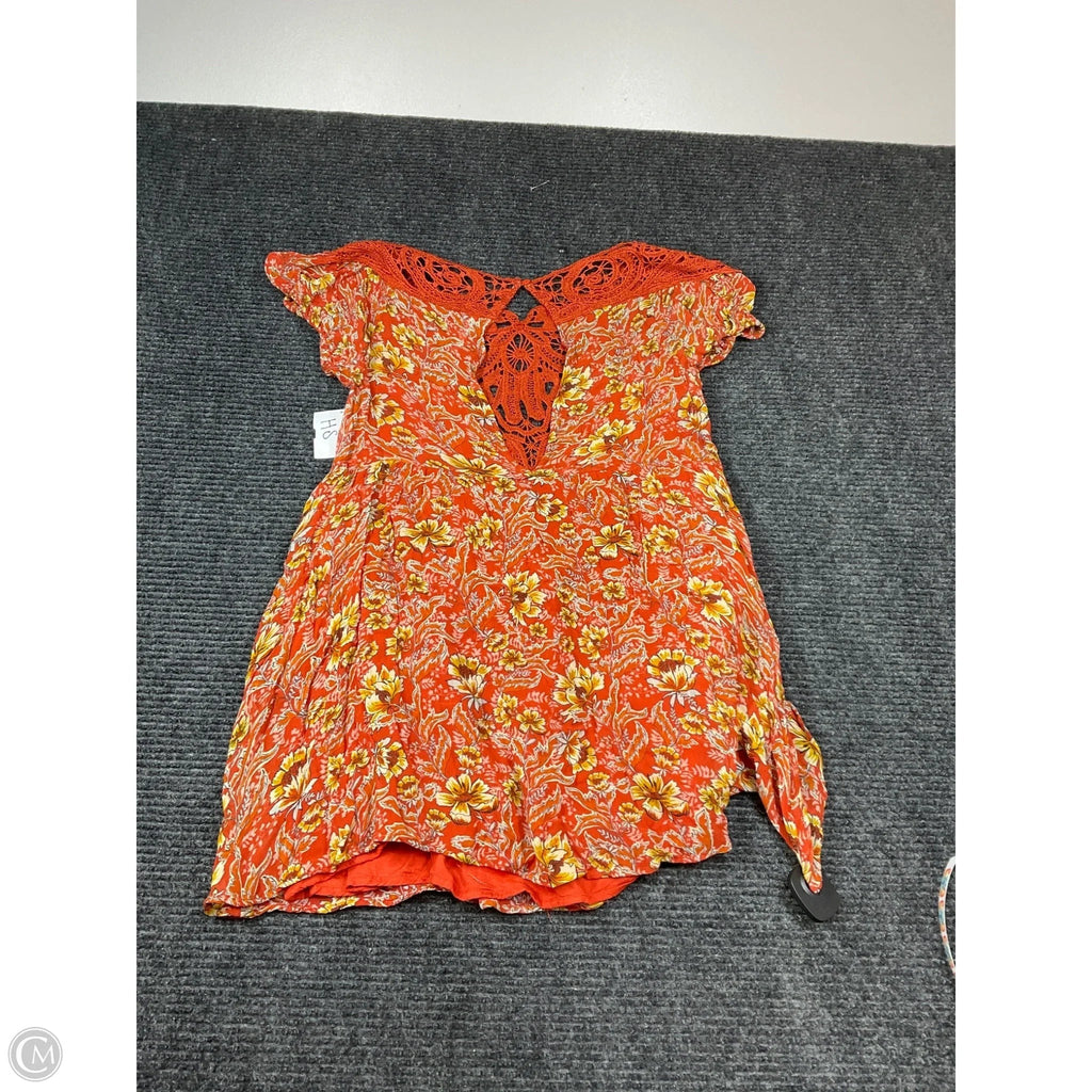Top Short Sleeve By Free People In Orange, Size: Xs