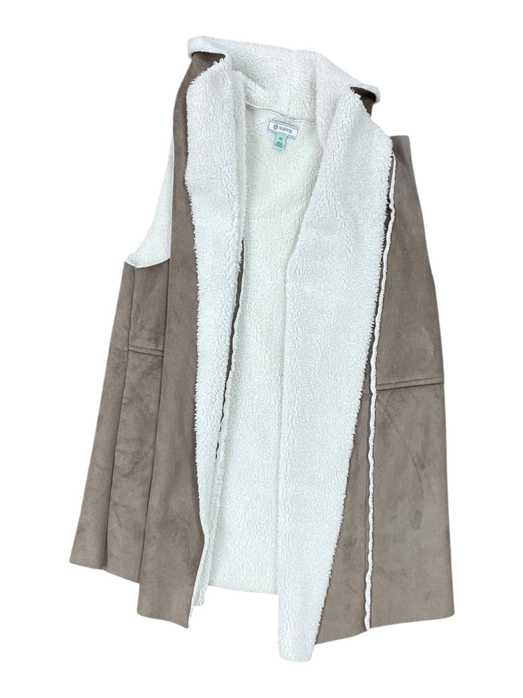 Vest Faux Fur & Sherpa By Susina In Beige, Size:Xs