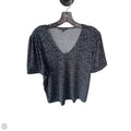 Blouse Short Sleeve By Adrianna Papell In Blue & White, Size: L