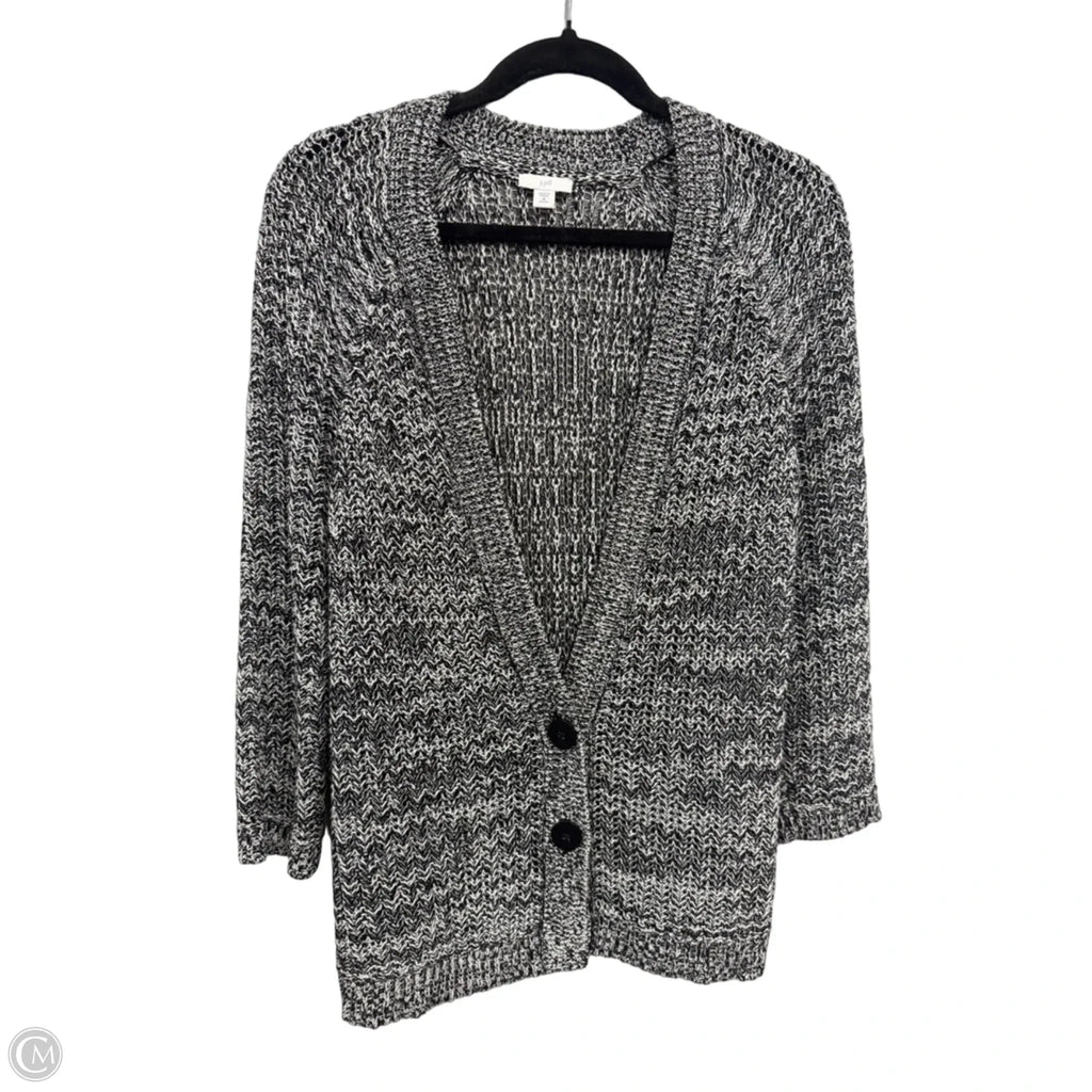 Sweater Cardigan By J. Jill In Black & White, Size: Mp