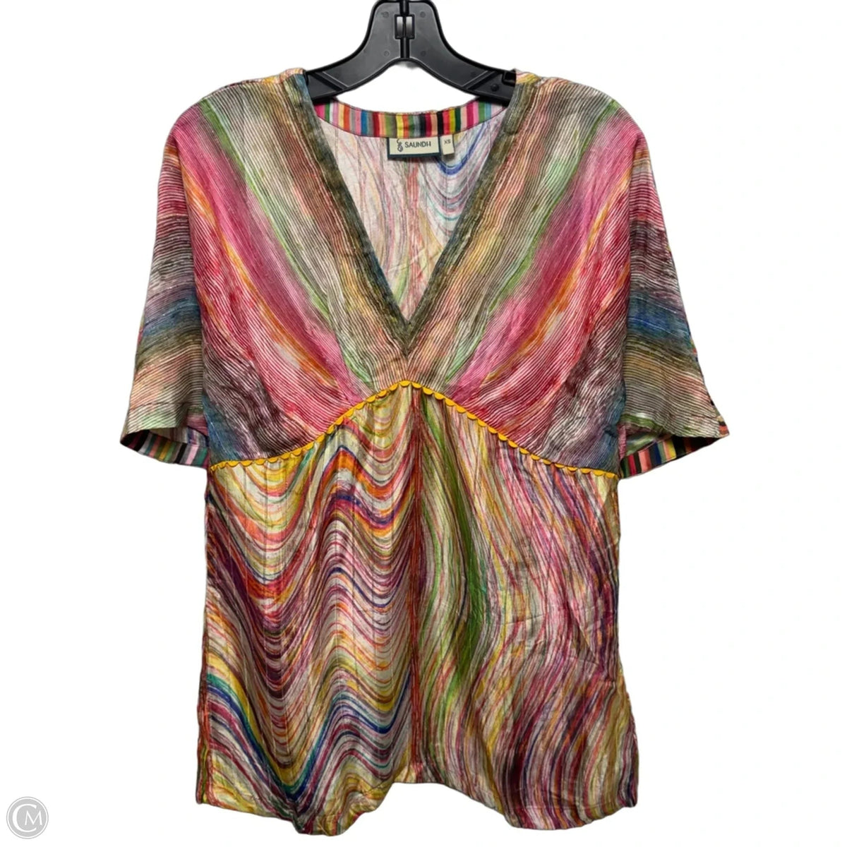 Top Short Sleeve By Saundh In Striped Pattern, Size: L