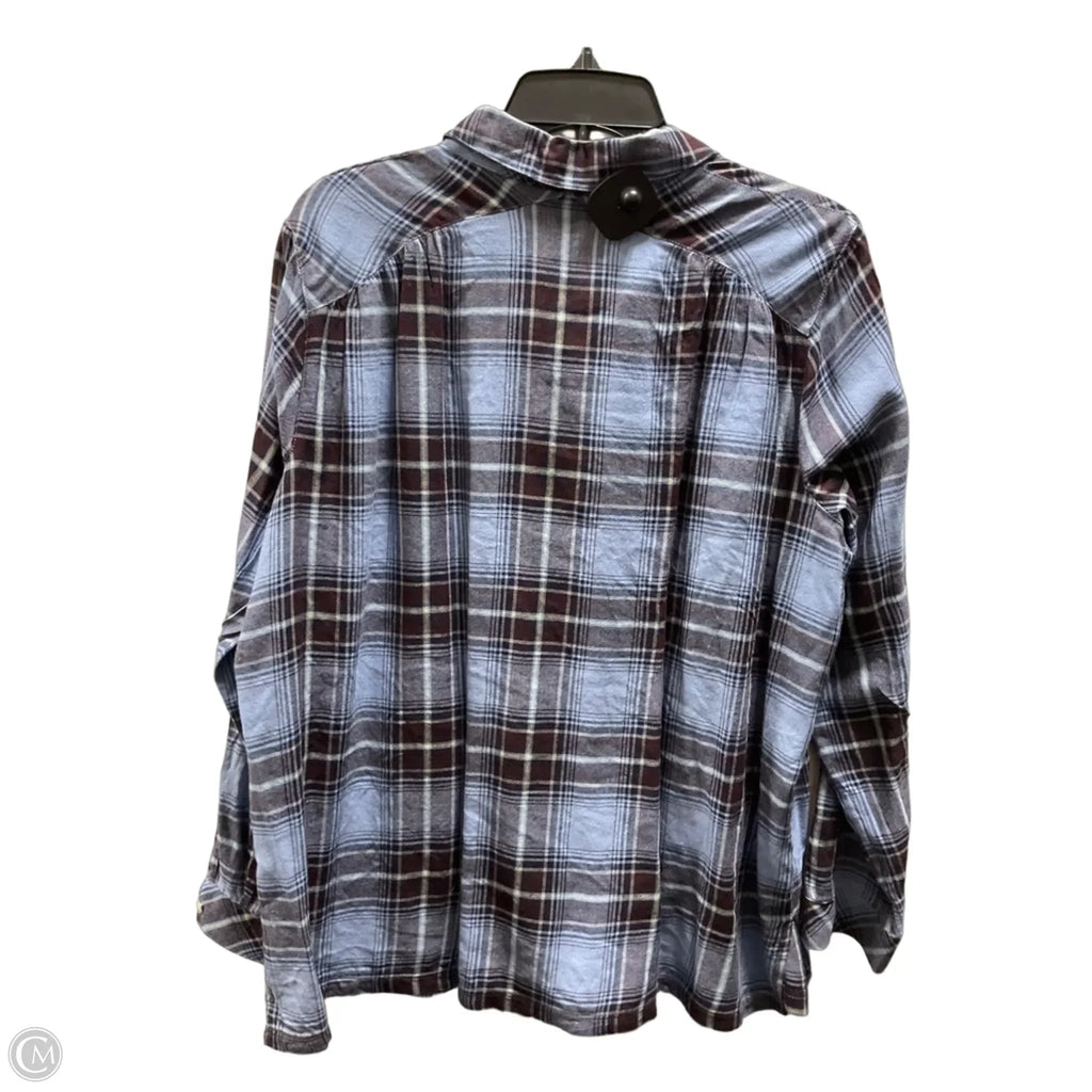 Top Long Sleeve By J. Jill In Plaid Pattern, Size: L