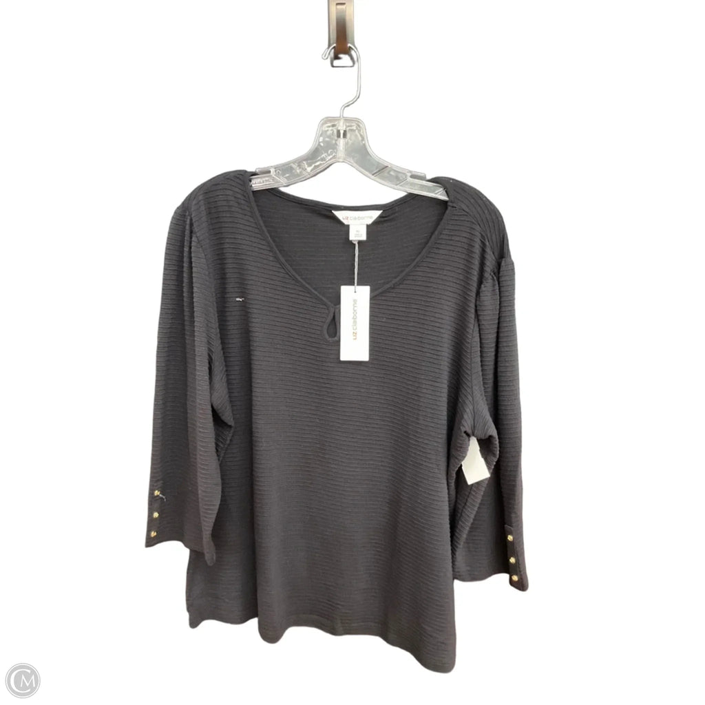 Top 3/4 Sleeve By Liz Claiborne In Black, Size: Xl