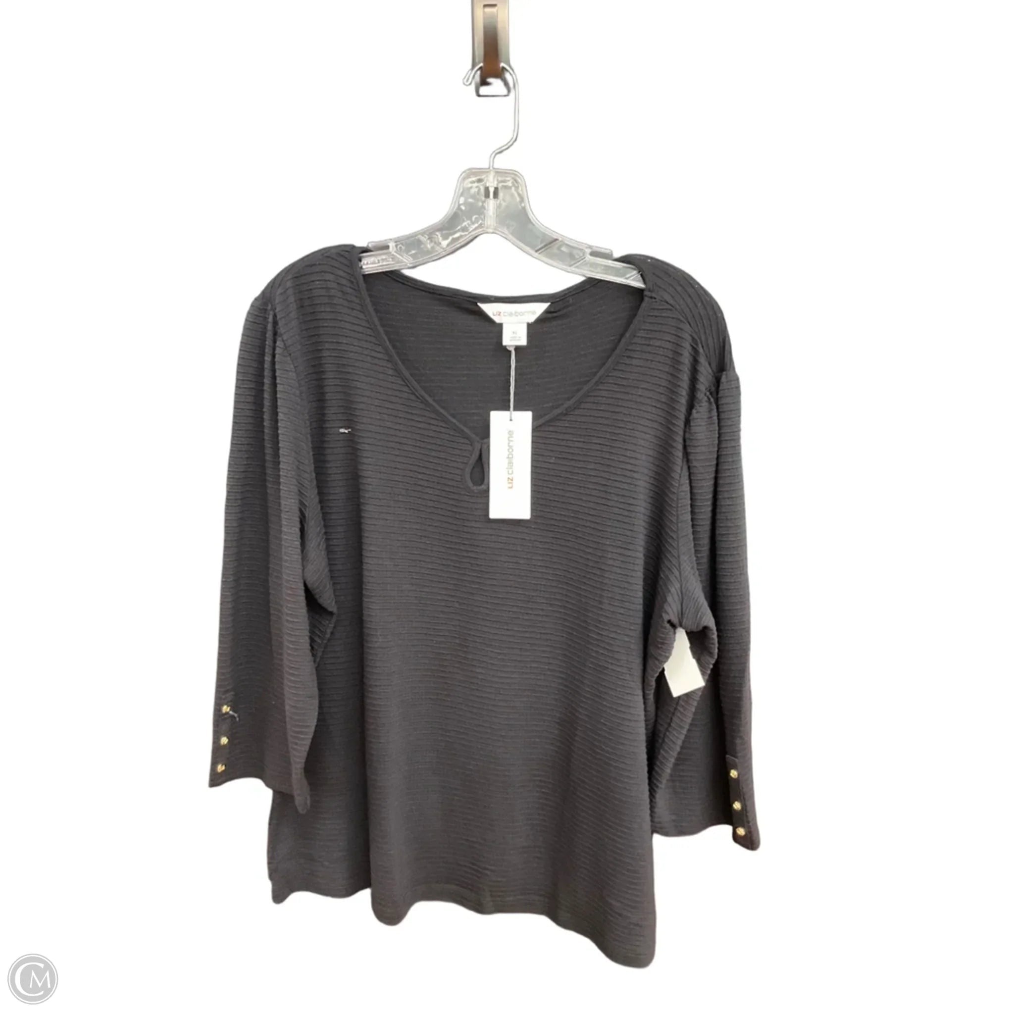 Top 3/4 Sleeve By Liz Claiborne In Black, Size: Xl