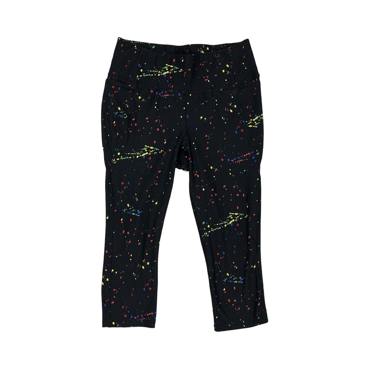Athletic Leggings Capris By Livi Active In Black & Yellow, Size:Xl