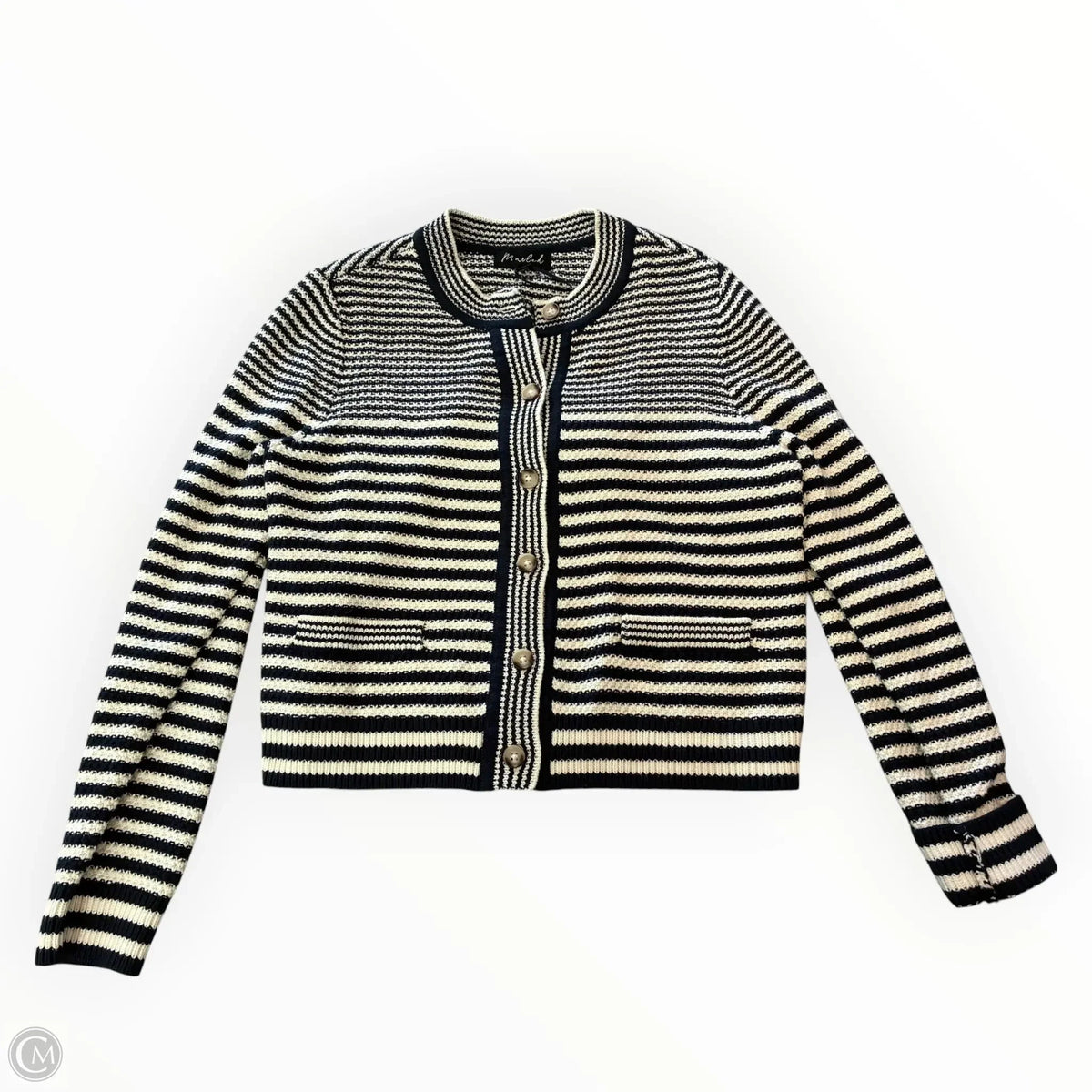 Sweater Cardigan By Marled In Blue & White, Size: L