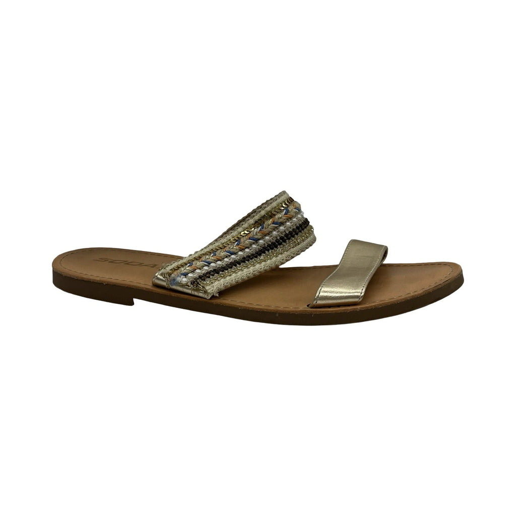 Sandals Flats By Soda In Multi, Size:9