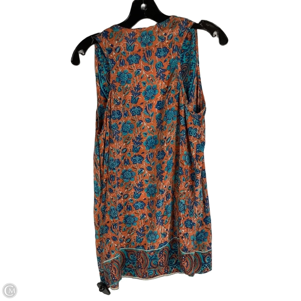 Top Sleeveless By Tolani In Blue & Orange, Size: L 100% Silk