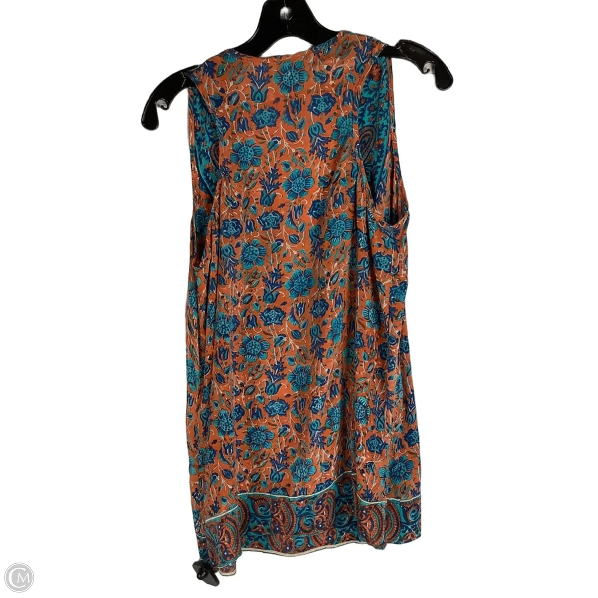 Top Sleeveless By Tolani In Blue & Orange, Size: L 100% Silk