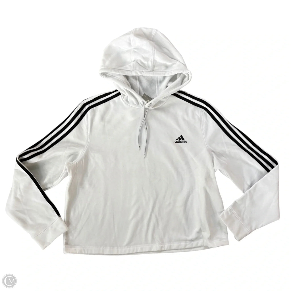Athletic Top Long Sleeve Hoodie By Adidas In White, Size: Xl