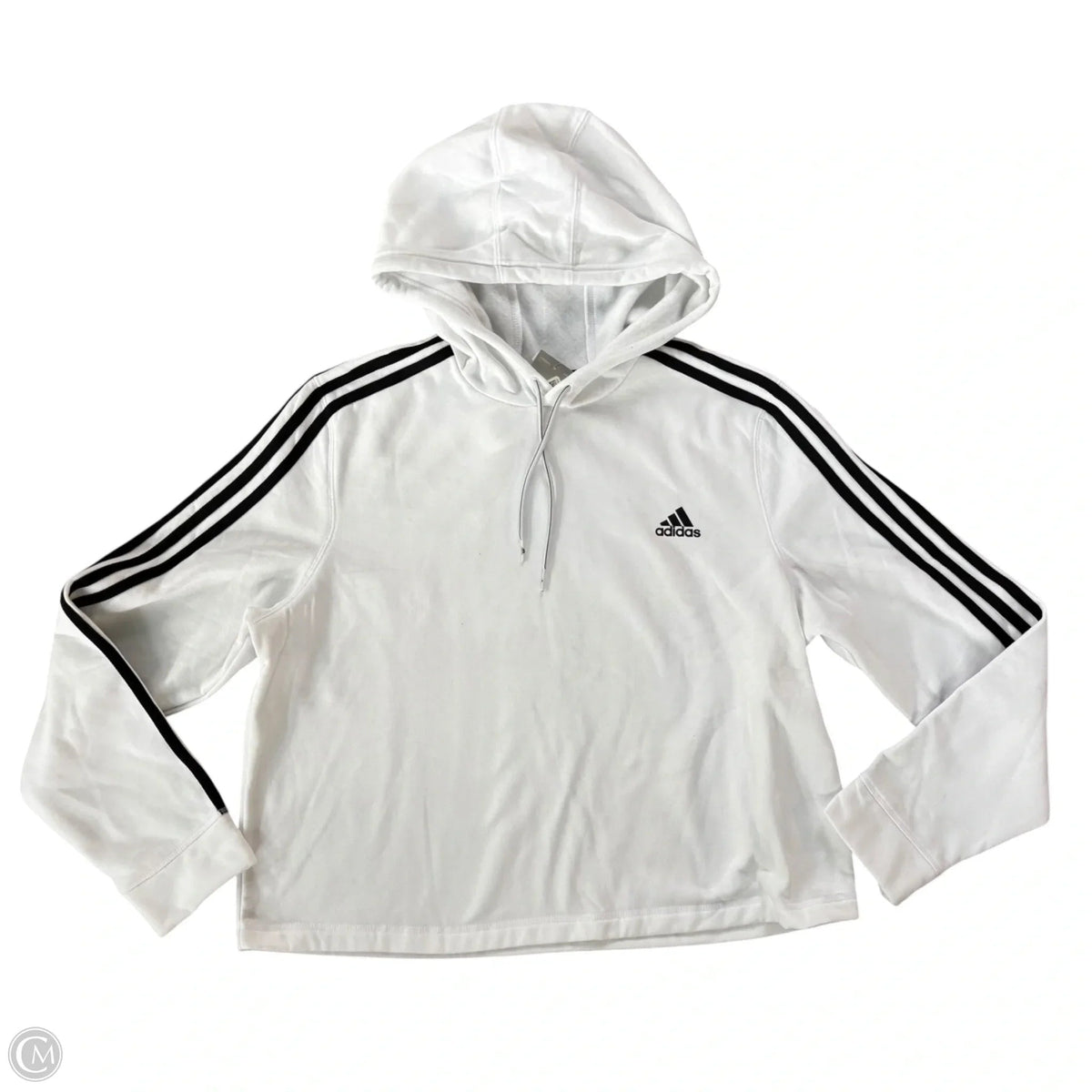 Athletic Top Long Sleeve Hoodie By Adidas In White, Size: Xl
